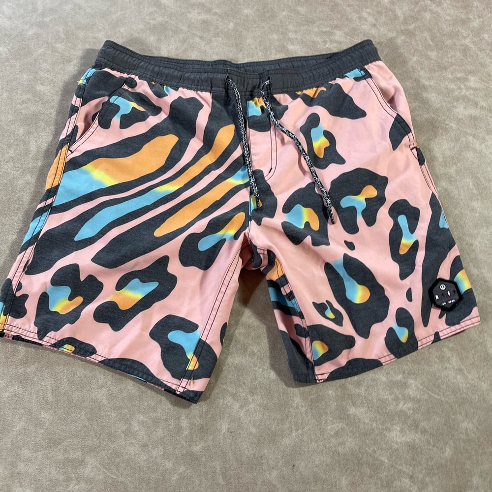 NEFF cheetah print pink Swim Shorts Size Small
